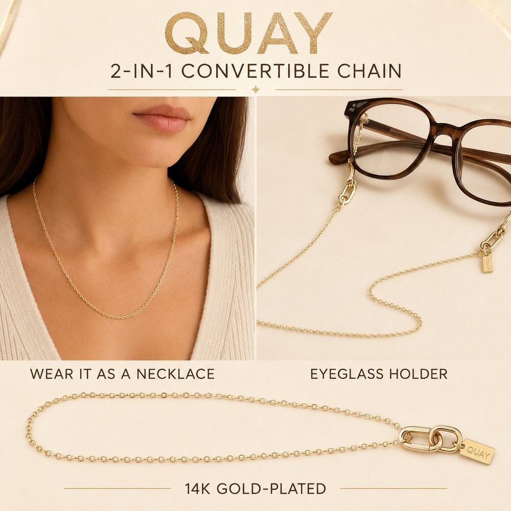 QUAY Australia 14K Gold-Plated Convertible Necklace Eyeglass Chain